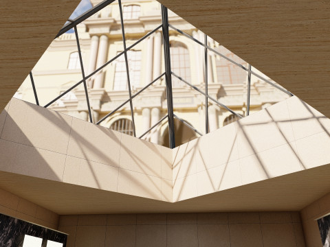 Louvre museum with interior 3D Model