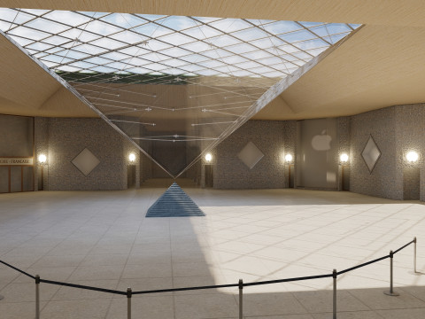 Louvre museum with interior 3D Model