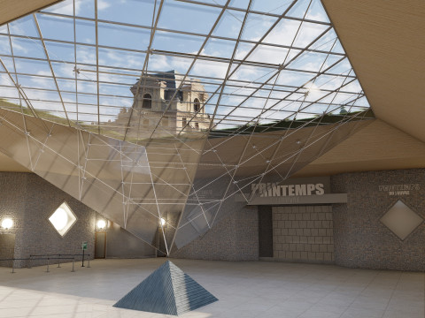 Louvre museum with interior 3D Model