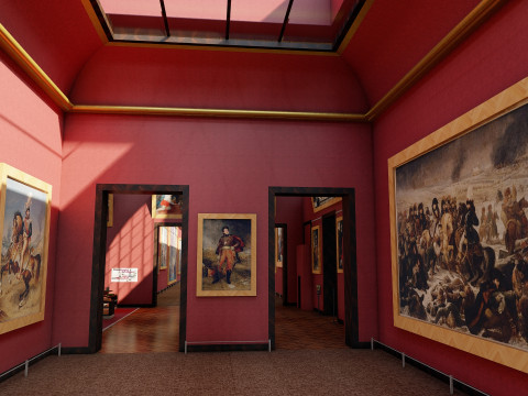 Louvre museum with interior 3D Model