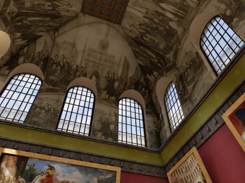 Louvre museum with interior 3D Model