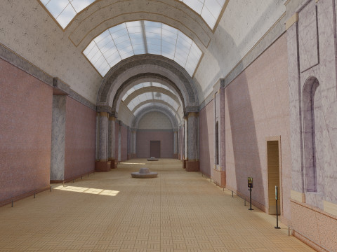 Louvre museum with interior 3D Model