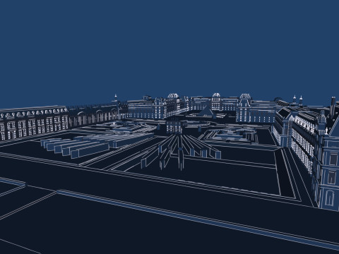 Louvre museum with interior 3D Model
