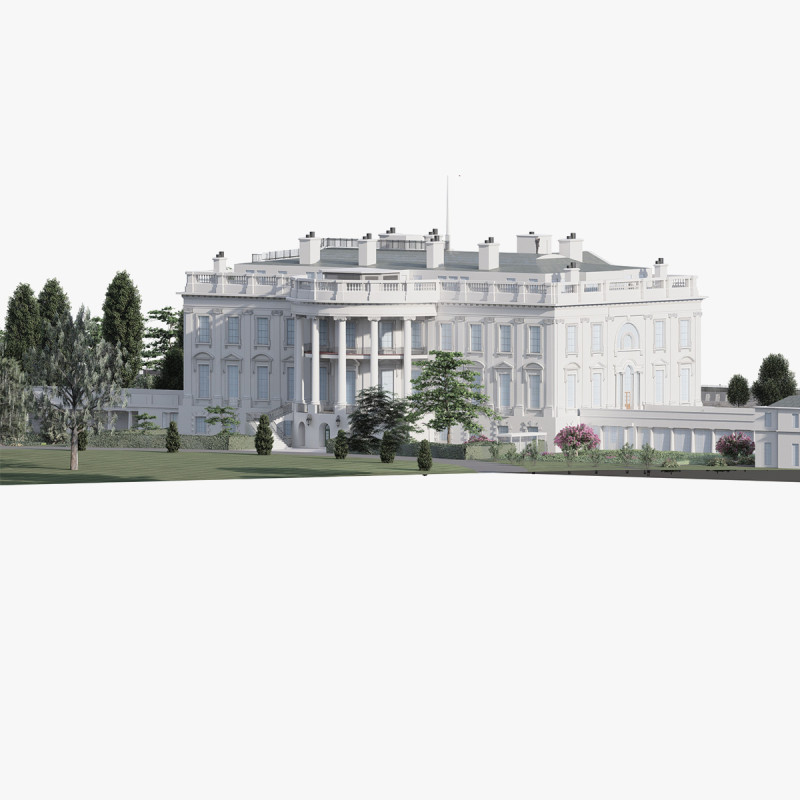 The White House with interior Modello 3D .c4d .max .obj .3ds .fbx .stl .blend