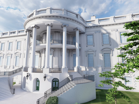 The White House with interior Modello 3D