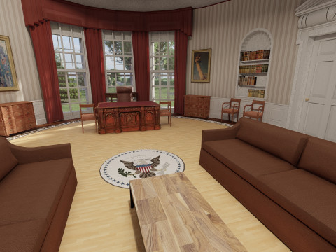 The White House with interior Modello 3D