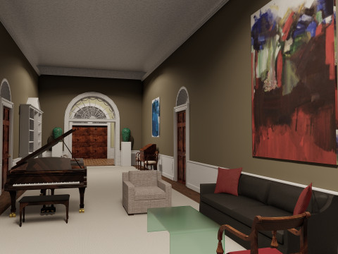 The White House with interior Modello 3D