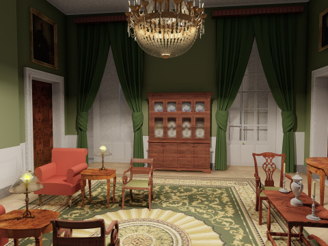 The White House with interior Modello 3D