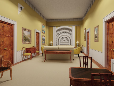 The White House with interior Modello 3D