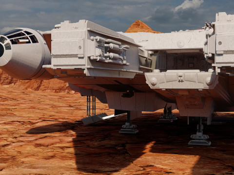 Millennium Falcon with Interior 3D 模型