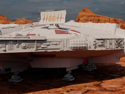 Millennium Falcon with Interior 3D 模型