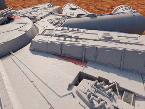 Millennium Falcon with Interior 3D 模型