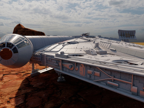 Millennium Falcon with Interior 3D 模型