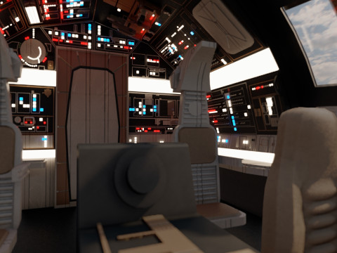 Millennium Falcon with Interior 3D 模型