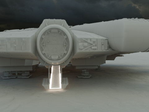 Millennium Falcon with Interior 3D 模型