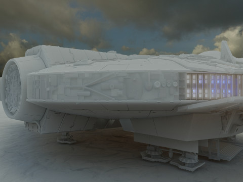 Millennium Falcon with Interior 3D 模型