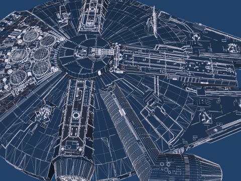 Millennium Falcon with Interior 3D 模型