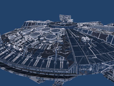 Millennium Falcon with Interior 3D 模型