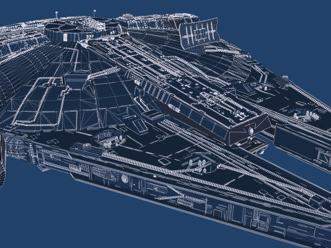 Millennium Falcon with Interior 3D 模型