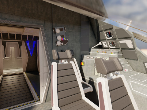 Star Wars Lambda T4A Class Shuttle with full interior 3D 모델