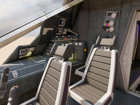 Star Wars Lambda T4A Class Shuttle with full interior 3D 모델