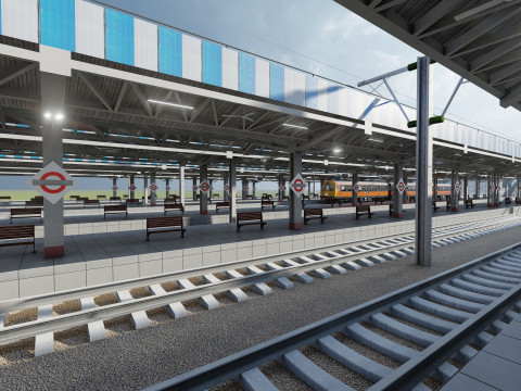 FICTIONAL TRAIN DEPOT AND STATION 3D 모델