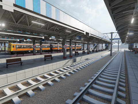 FICTIONAL TRAIN DEPOT AND STATION 3D 모델
