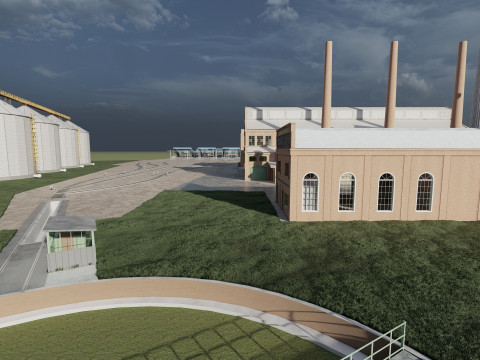 FICTIONAL TRAIN DEPOT AND STATION 3D 모델