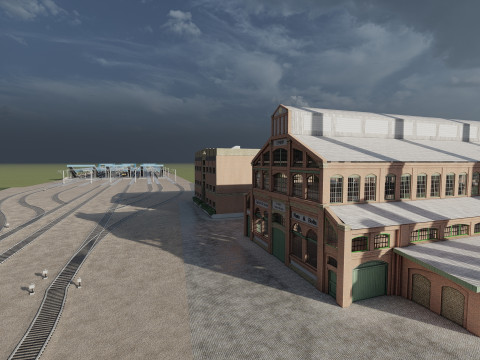 FICTIONAL TRAIN DEPOT AND STATION 3D 모델