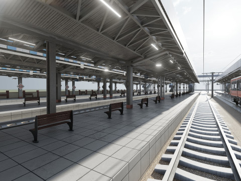 FICTIONAL TRAIN DEPOT AND STATION 3D 모델