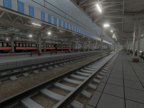 FICTIONAL TRAIN DEPOT AND STATION 3D 모델