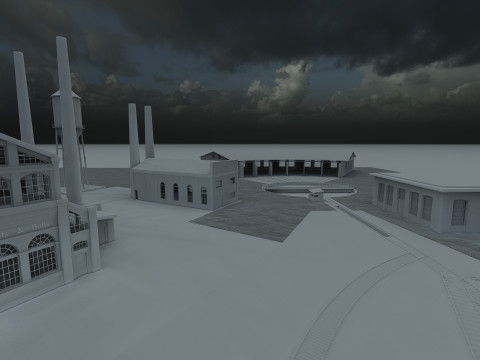 FICTIONAL TRAIN DEPOT AND STATION 3D 모델