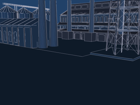 FICTIONAL TRAIN DEPOT AND STATION 3D 모델