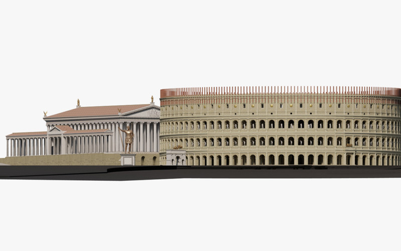 Colosseum and Temple of Venus and Roma 3D 모델 .c4d .max .obj .3ds .fbx .stl .blend