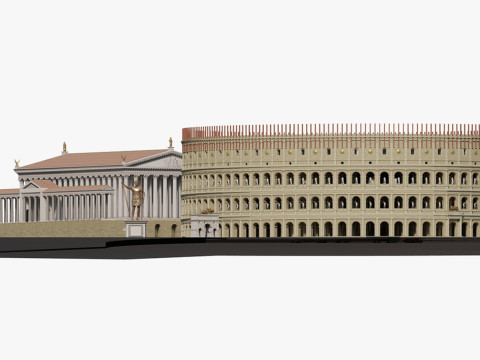 Colosseum and Temple of Venus and Roma Modello 3D
