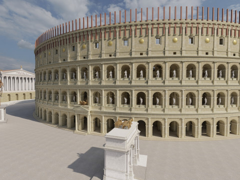 Colosseum and Temple of Venus and Roma 3D 모델