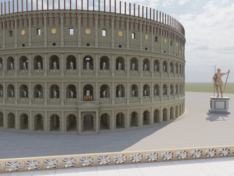 Colosseum and Temple of Venus and Roma 3D 모델