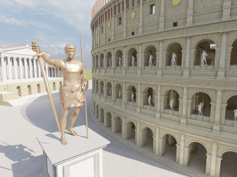 Colosseum and Temple of Venus and Roma 3D 모델