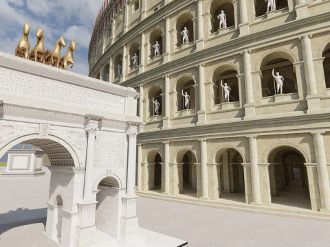 Colosseum and Temple of Venus and Roma 3D 모델