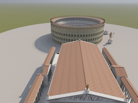 Colosseum and Temple of Venus and Roma 3D 모델