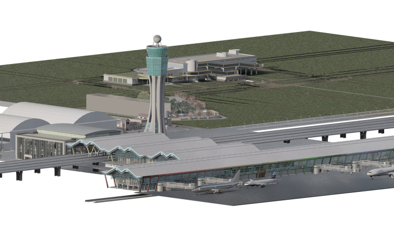 Terminal 4 do aeroporto de Barajas com interior Modelo 3D .c4d .max .obj .3ds .fbx .stl .blend 