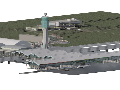 Barajas airport terminal 4 with interior Modèle 3D