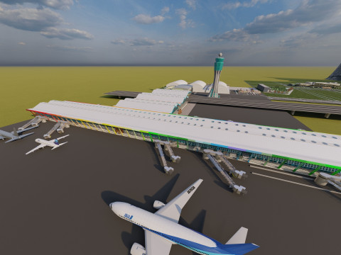 Terminal 4 do aeroporto de Barajas com interior Modelo 3D