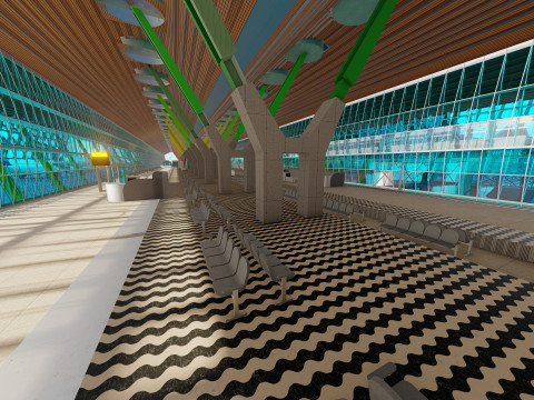 Terminal 4 do aeroporto de Barajas com interior Modelo 3D