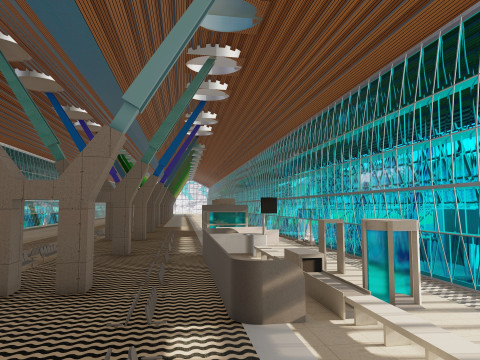 Terminal 4 do aeroporto de Barajas com interior Modelo 3D