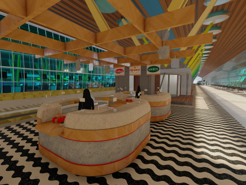 Terminal 4 do aeroporto de Barajas com interior Modelo 3D