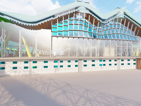 Terminal 4 do aeroporto de Barajas com interior Modelo 3D