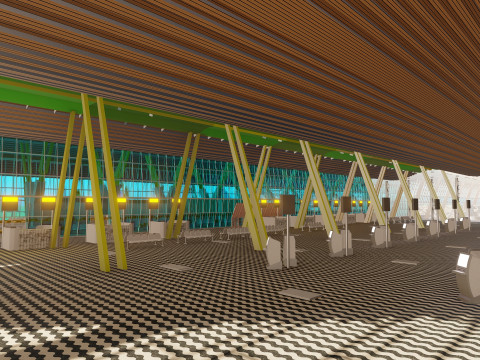 Terminal 4 do aeroporto de Barajas com interior Modelo 3D