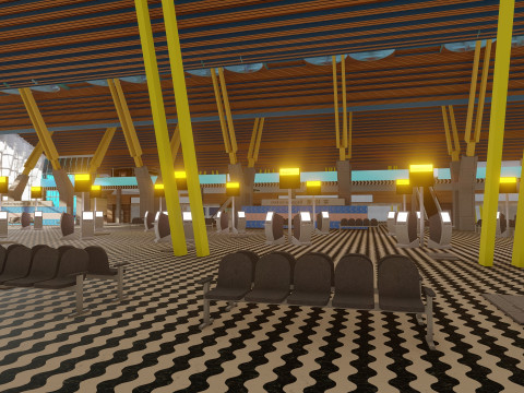 Terminal 4 do aeroporto de Barajas com interior Modelo 3D