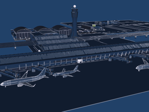 Terminal 4 do aeroporto de Barajas com interior Modelo 3D